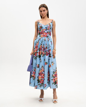 Dolce&Gabbana Blue dress with floral print F6TTHTHS5UU