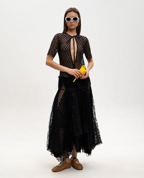 JW Anderson Black lace dress with pleating DR0518PG1912