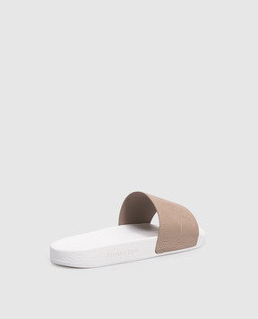Stefano Ricci Beige leather flip-flops with embossed logo UG31G760VD