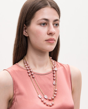Dolman Bijoux Pink chain necklace with beads 75183
