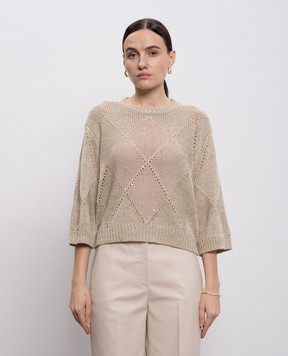 Peserico Beige openwork jumper with linen A99053F039106A