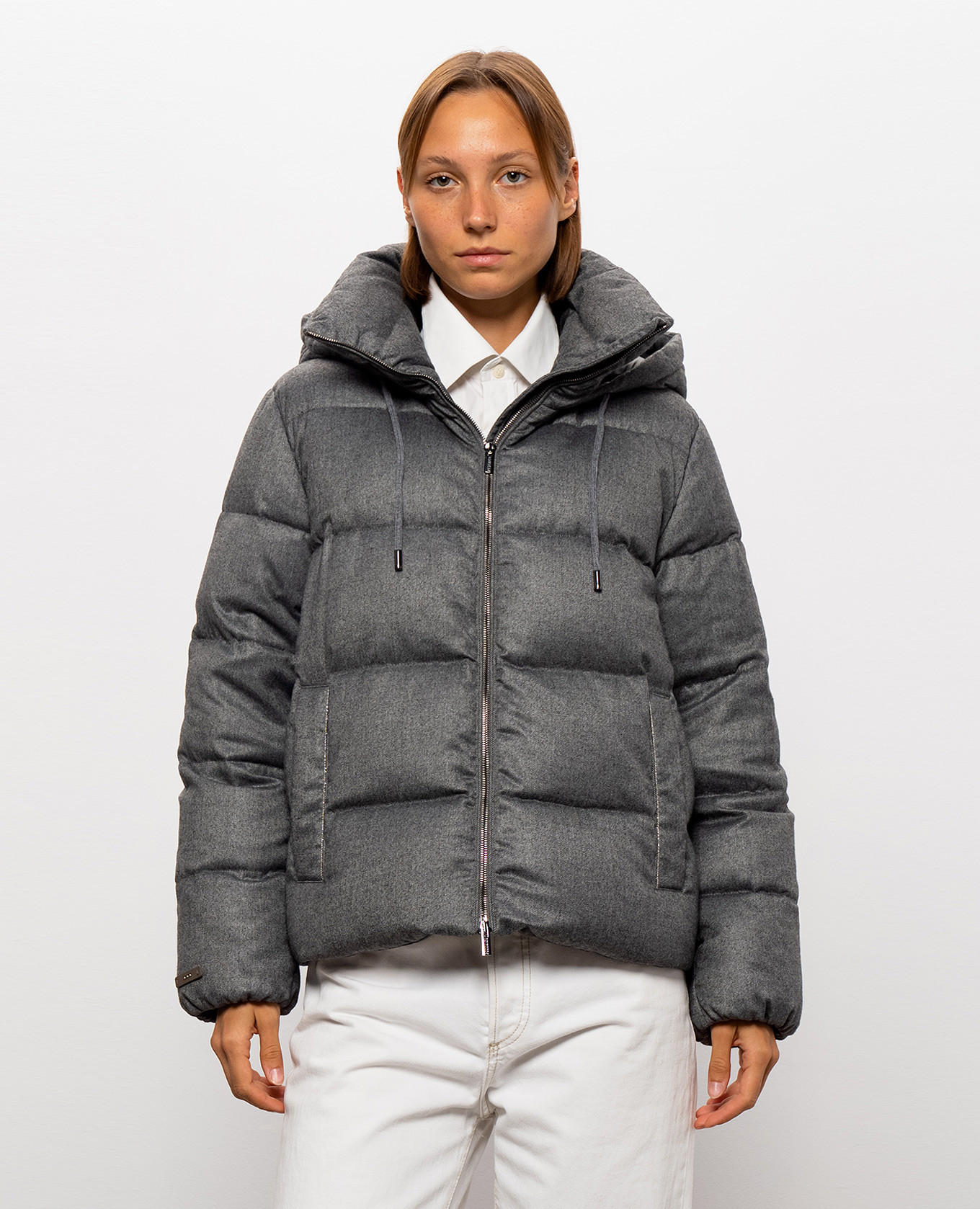 Gray down jacket with monil chain Peserico 3