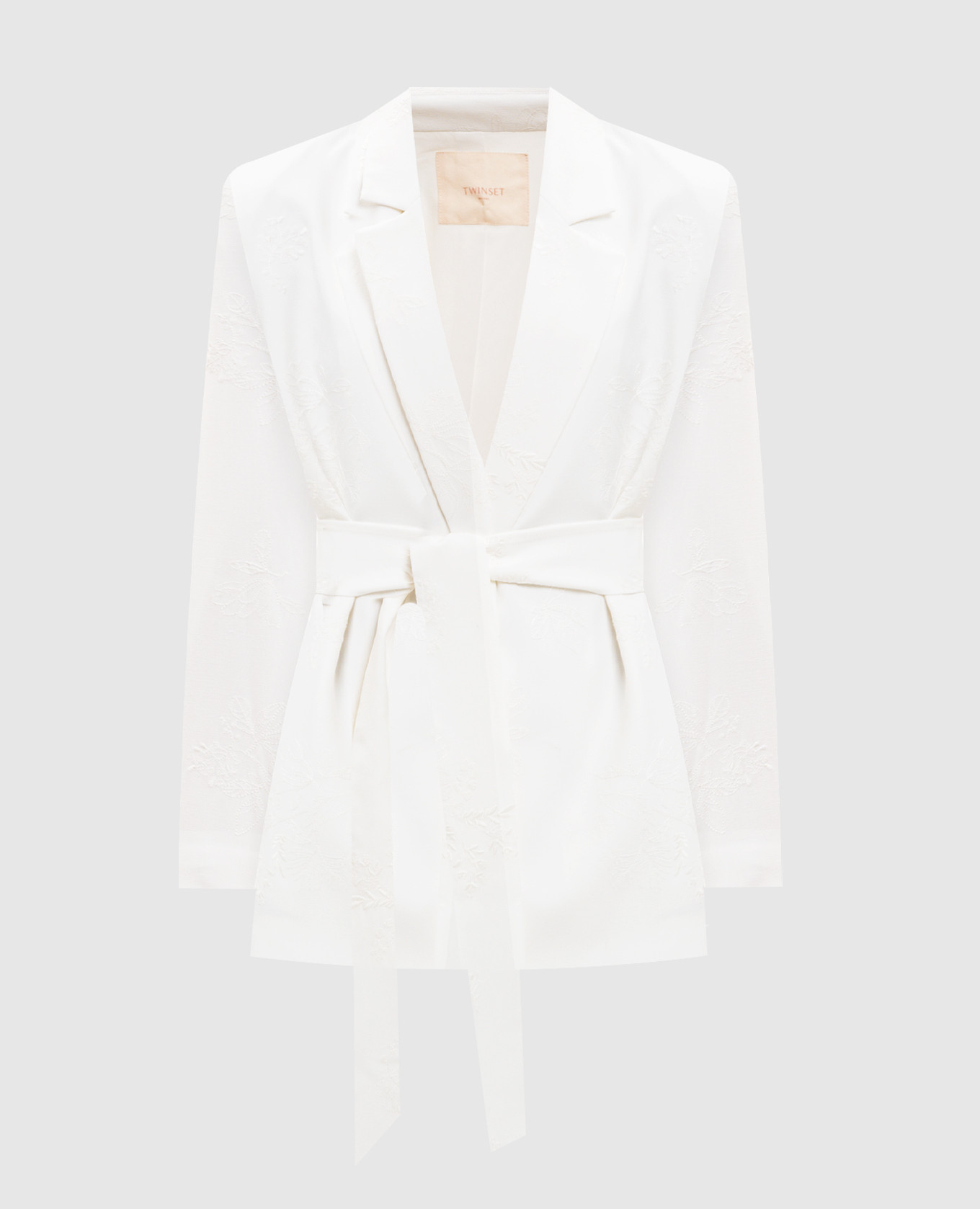 Ivory jacket with a hood and embroidery