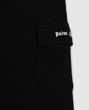 Palm Angels Kids' black cargo pants with logo print PBCH016S26FLE001