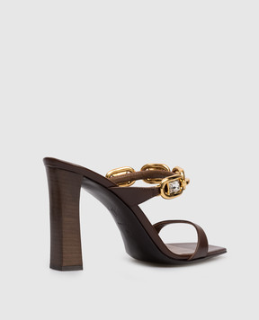 Giuseppe Zanotti Mya brown leather mules with crystals E600020