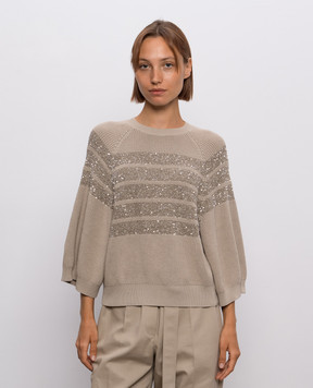 Brunello Cucinelli Brown sweater with a striped pattern M58734710P
