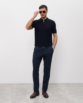 Stefano Ricci Navy blue polo with silk K818106P31F26172
