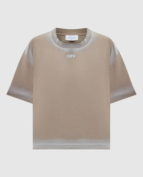 Off-White Brown Spray cropped T-shirt with logo print 2AA090S26JER004