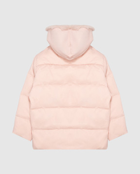 Yves Salomon Enfant Children's pink down jacket with rabbit fur 27WEM009XXDOXW