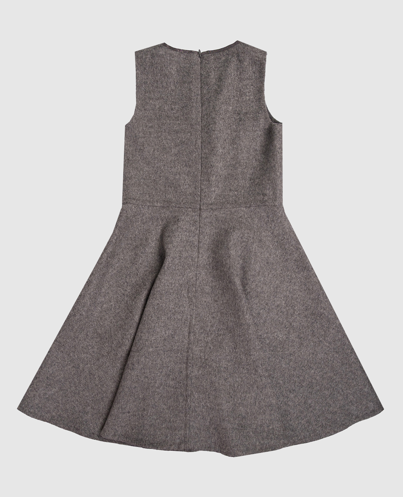 Children's gray wool dress with monil chain Brunello Cucinelli 2