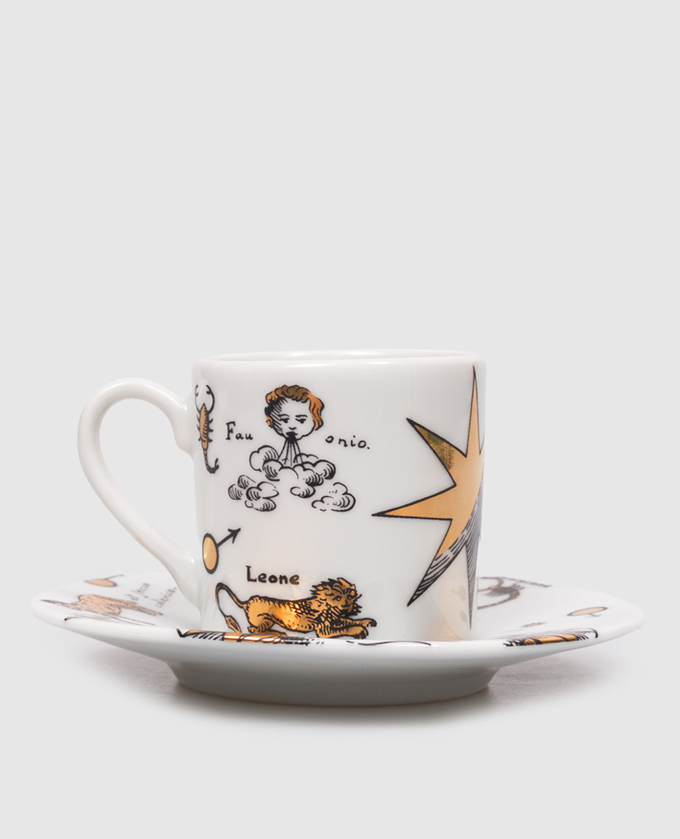 Tazza da caffè in porcellana bianca con piattino Astronomici