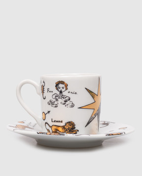 Fornasetti White porcelain coffee cup with saucer Astronomici P20Z300