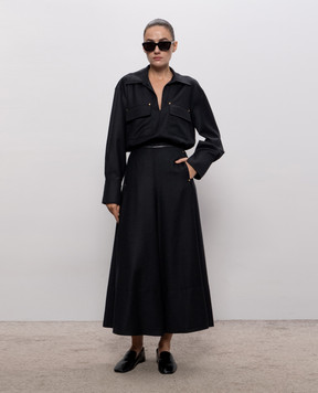 Agnona Gray wool midi skirt TG1206XU1142