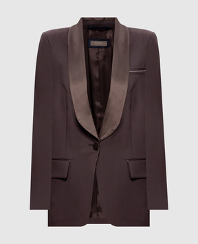 Peserico Brown wool jacket with monil chain E019895815A