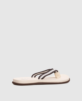 Brunello Cucinelli Beige striped flip-flops MPUNAVH328