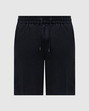 Peserico Blue linen shorts with logo R54235D02606