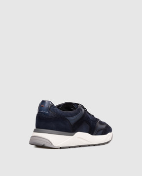 Santoni Blue suede sneakers with perforations MBIM22112BGRTOKC