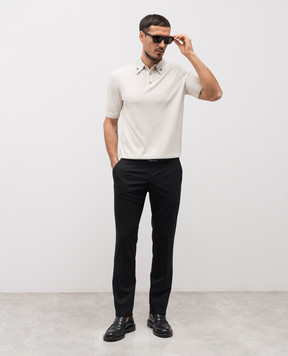 Dolce&Gabbana White silk polo shirt with logo GXZ02TJBSOI