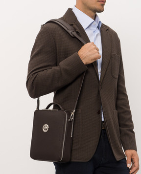 Stefano Ricci Brown leather bag with textured emblem ND218GTPVD