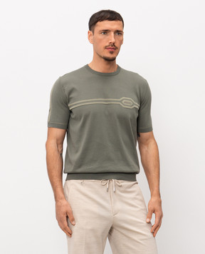 Stefano Ricci Khaki T-shirt with silk K818119G10F26285