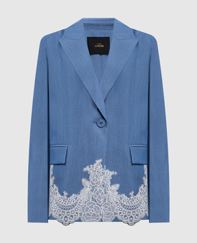 Twinset Blue jacket with lace 261AP2290