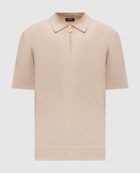 Stefano Ricci Beige silk polo shirt with emblem K414000P31F26160