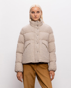 Moncler Beige Cloante checked down jacket L20931A00203599RJ