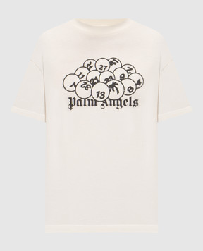 Palm Angels Ivory T-shirt with Pool branded print PAMAA001JR015