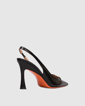 Santoni Black leather slingbacks WDTV72113HA2NWLN