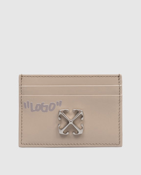 Off-White Beige leather cardholder with Arrow emblem OWND027S26LEA006