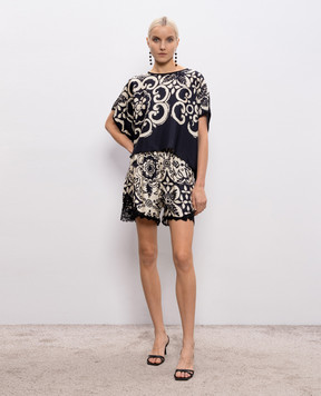 Maurizio Beige printed silk shorts MZS6W01030481