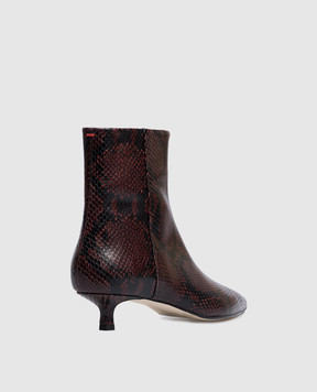 Aeyde Sofie burgundy leather ankle boots with reptile leather embossing AB0511006012226
