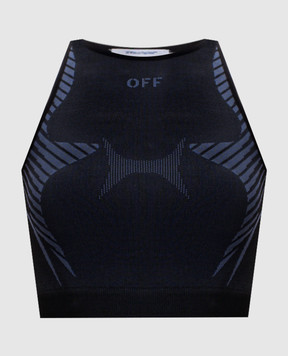 Off-White Blue top with logo pattern 2FA00401T