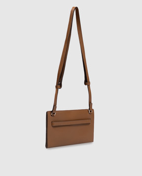Toteme Brown leather clutch with logo print 261WAM0052LE0025