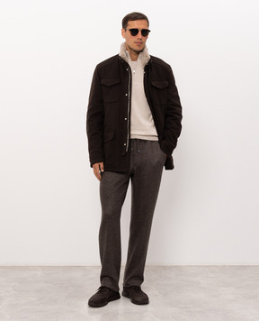 Enrico Mandelli Brown cashmere jacket with mink fur 2T744A4816