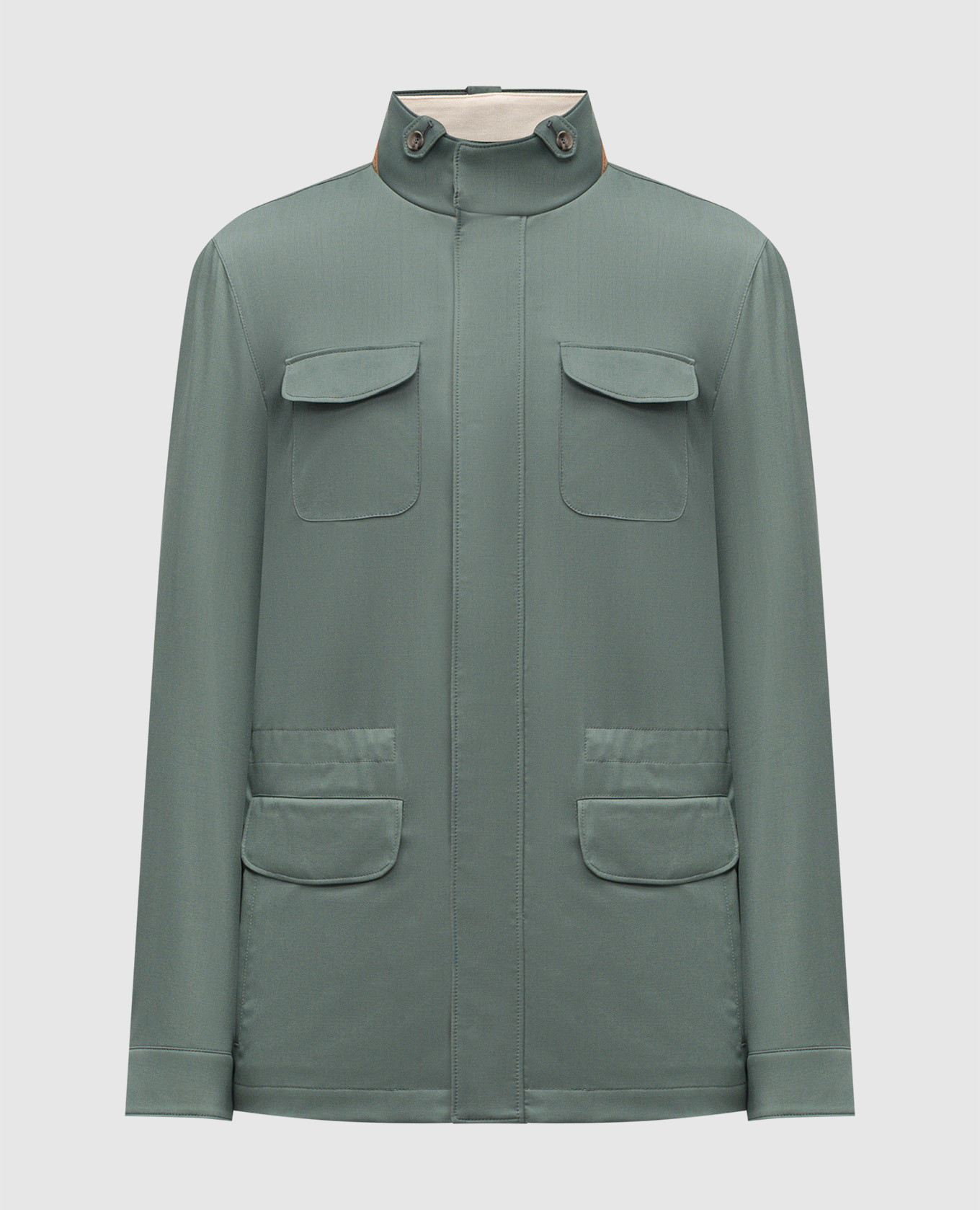 Green wool jacket with logo Enrico Mandelli
