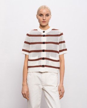 Brunello Cucinelli White striped cardigan M19225716