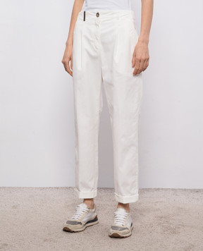 Peserico Ivory trousers with lapels P04987T302481