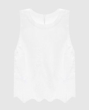 Twinset White linen top with lace 261TT2182