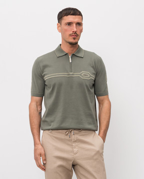 Stefano Ricci Green silk polo with logo patch K818119P31F26285