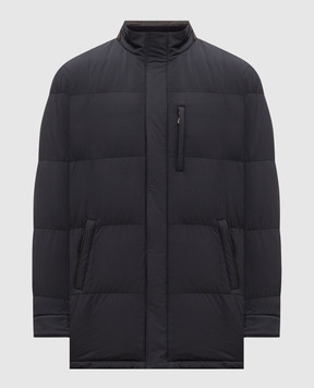 Enrico Mandelli Blue down jacket with deerskin 4T790B519V
