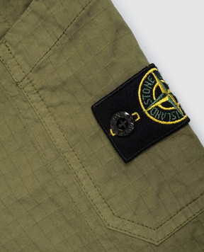 Stone Island Khaki kids' cargo pants with logo patch L1S163100002S006368
