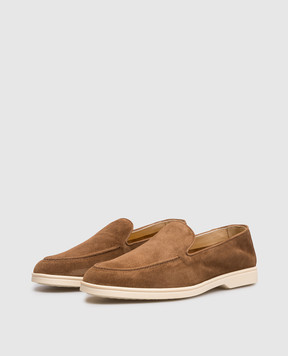 Doucal's Brown suede loafers with logo DD8893JOANUY229