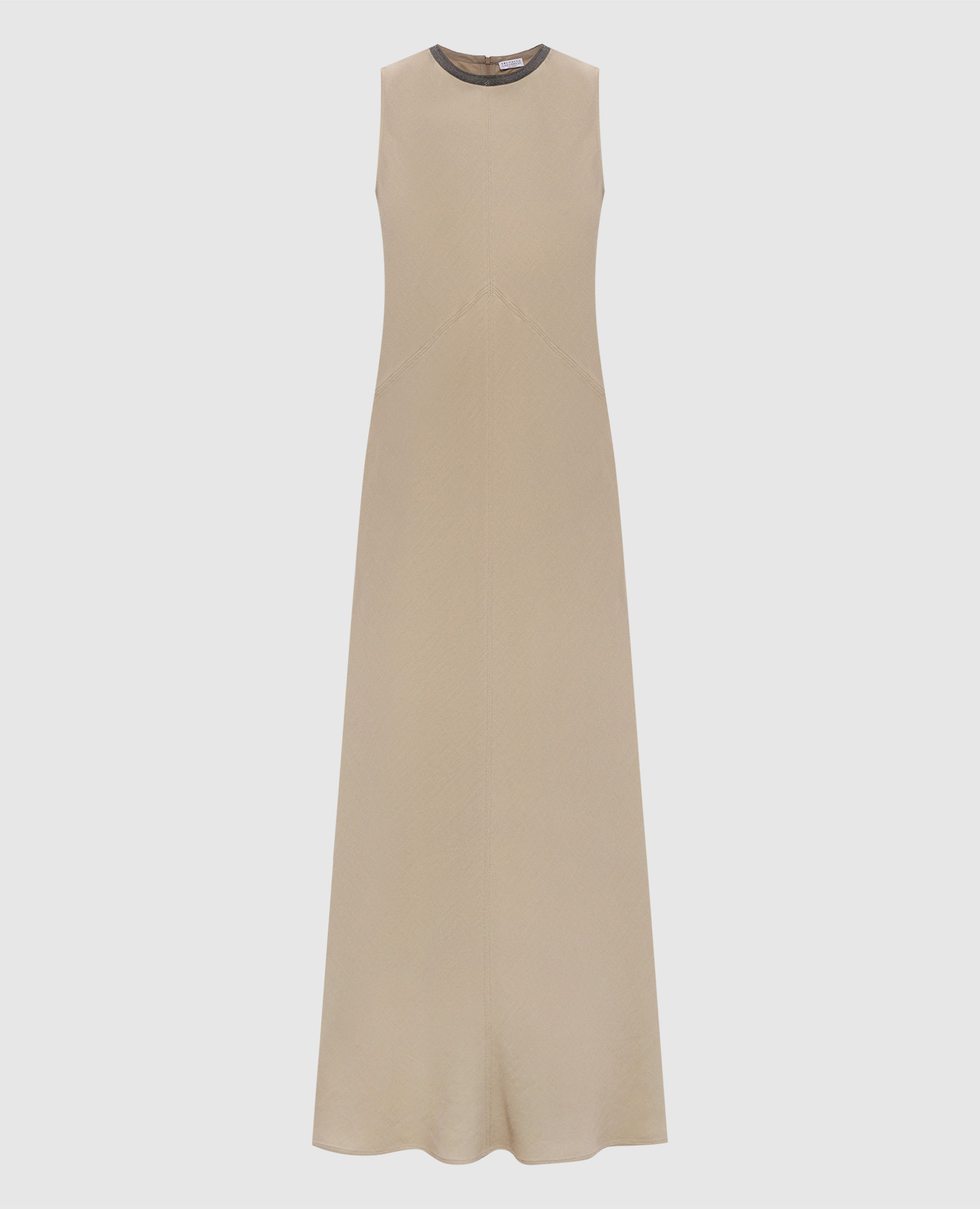 Beige linen dress with monil chain