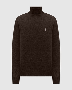 Sporty & Rich Gray wool sweater with monogram embroidery WS08265302BR03