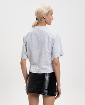 Off-White Grey melange cropped T-shirt with emblem 2AA090S26JER002