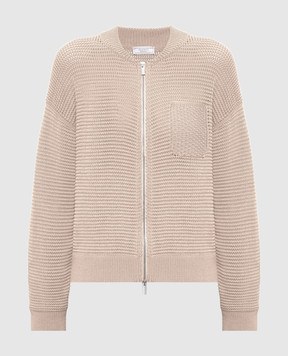 Peserico Beige cardigan with monil chain A99102F079312B