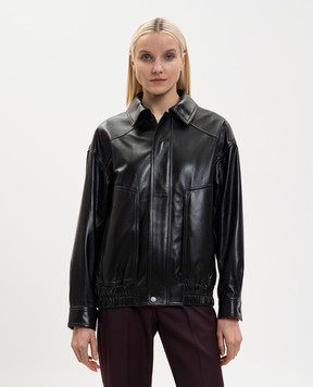 Babe Pay Pls Black leather jacket with drape 2533PUFF