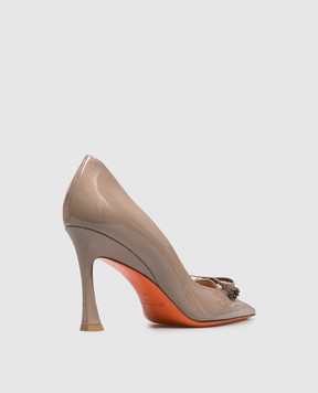 Santoni Beige patent leather shoes with bow WDTV72492HI2NVHD