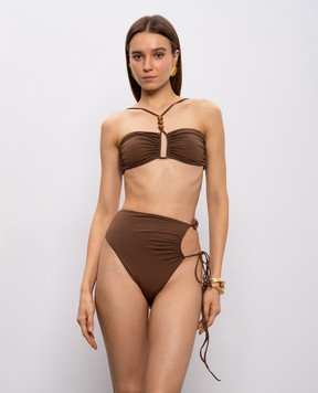 Magda Butrym Brown beaded swimsuit bodice SWIMBRA01623426